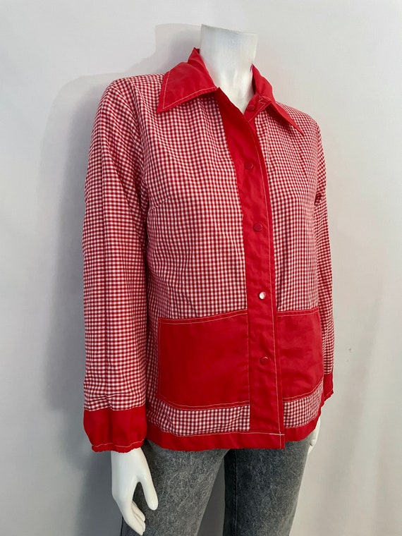 70's Reversible, Red, Checkered, Raincoat (M) - image 1