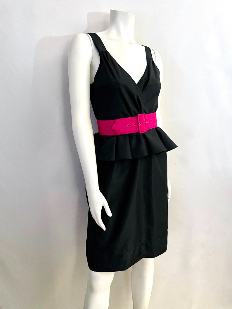 Peplum Dress Sleeveless Black M Vintage Women/'s 80/'s Coco