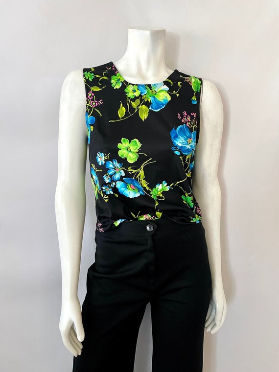 Vintage 60's/70's Mod, Neon, Floral, Tank Top (M)