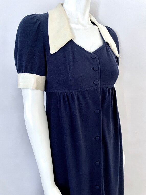 Vintage 60's/70's A Byer Mod Navy Blue Maxi Dress… - image 4