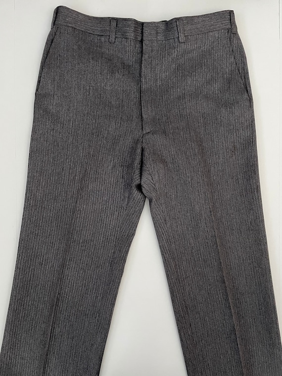 Vintage 80's Haggar, Gray, Striped, Straight Leg,… - image 2