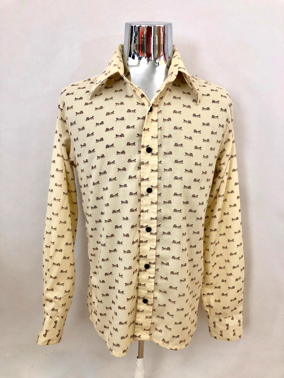 Vintage Men's 70's Disco, Baby Blue, Geometric, Lo