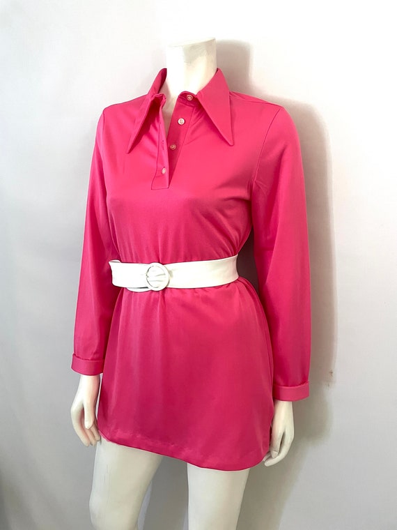 Vintage 60’s Hot Pink Mod Shirtdress by Sears (M) - image 8