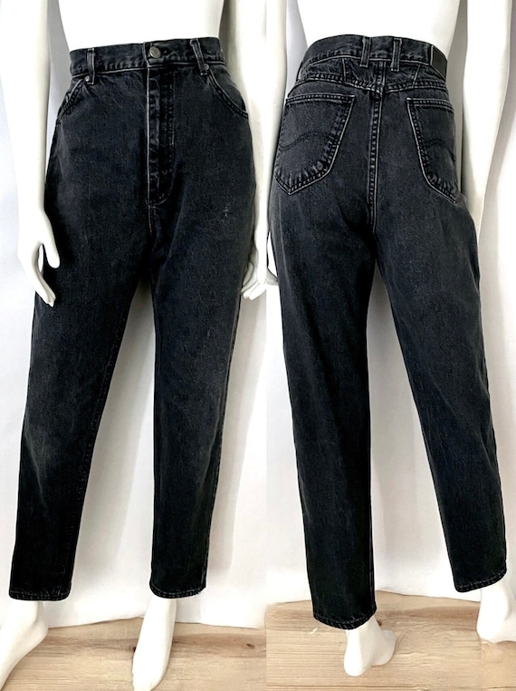 Vintage 90's Lee Jeans USA, High Waisted, Black, … - image 1