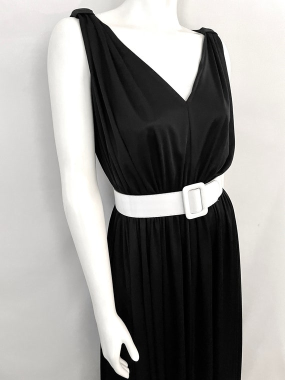 Vintage 70's Disco, Black, Polyester, Maxi Dress,… - image 2