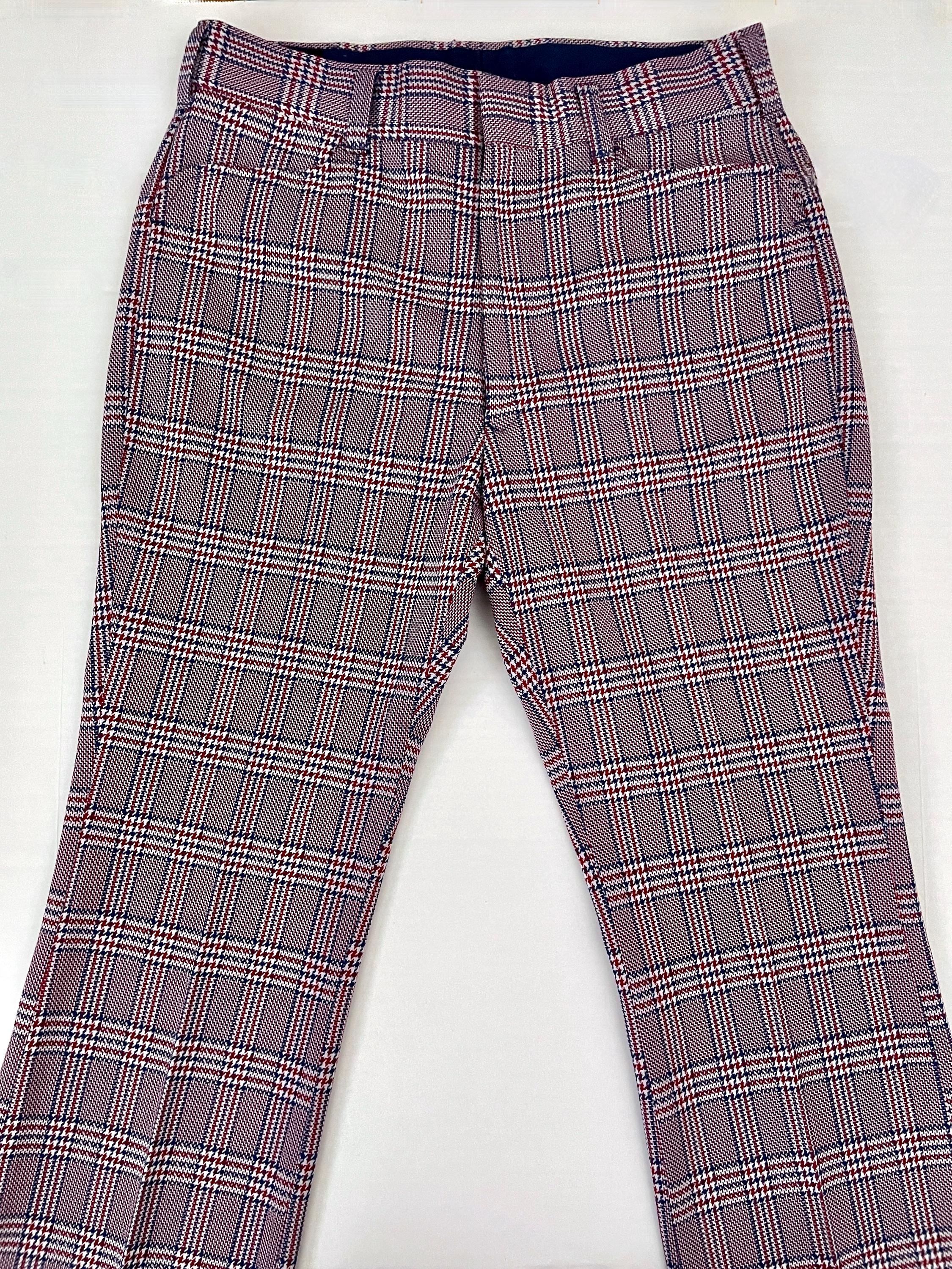 70年代モッズ、レッド、ホワイト、ブルー、チェック柄パンツ（W34