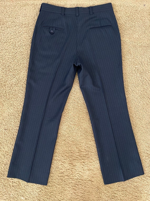 Vintage 60's Navy Blue, Bootcut, Striped Pants (W… - image 6