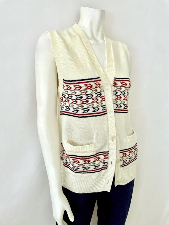 70's Cream, Sleeveless, Sweater Vest by Charsma (… - image 2