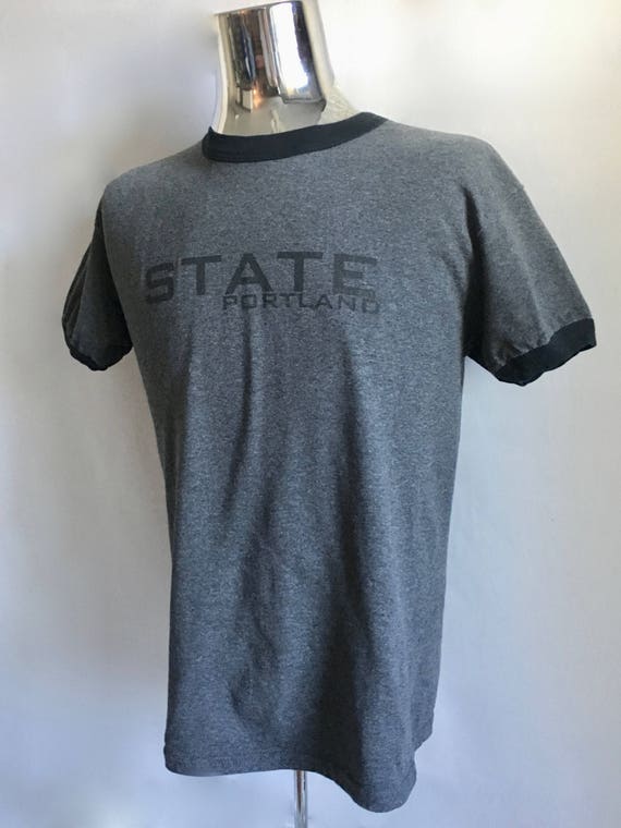 Vintage 90's Portland State, T Shirt, Gray, Short… - image 5