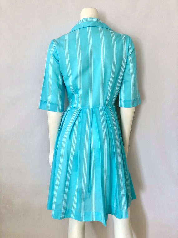 Vintage 50's Turquoise, Striped, Half Sleeve, Swi… - image 10