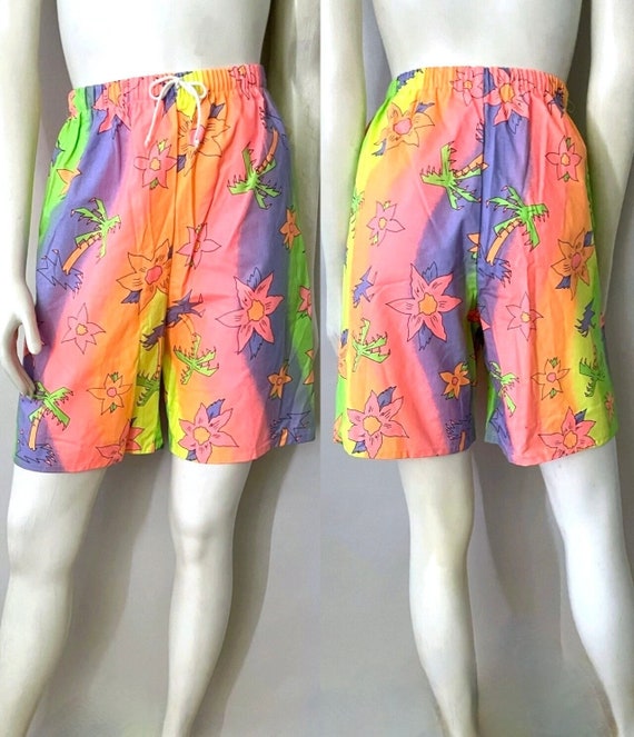Vintage 80’s Deadstock, Neon, Floral Shorts (XS/S)