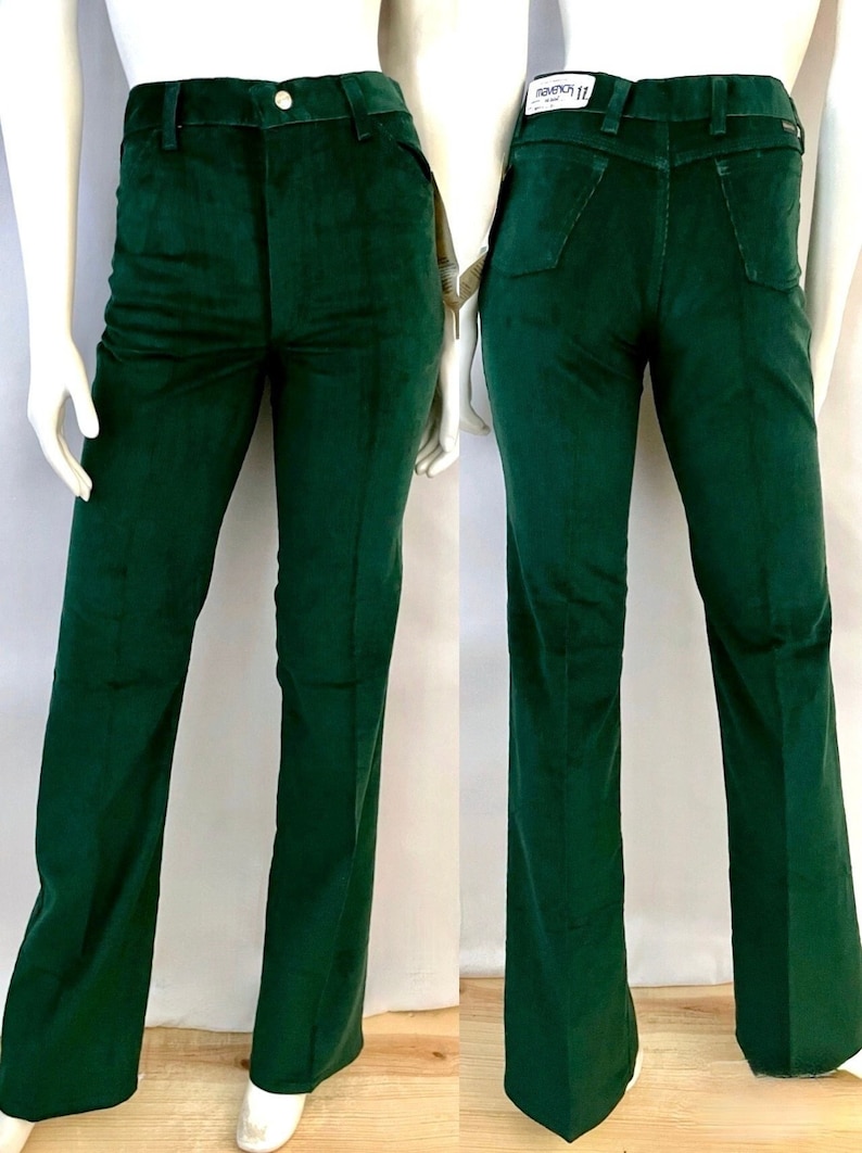 Vintage 70's Deadstock, Maverick, Green, Corduroy, Pants Size 2 image 2