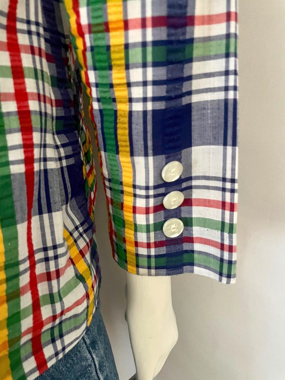 Vintage 70's Campus Casuals Rainbow Plaid Jacket … - image 7