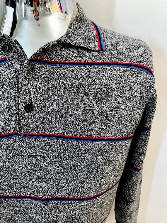 Vintage 80's Gray, Striped, Sweater by Sparetime … - image 5