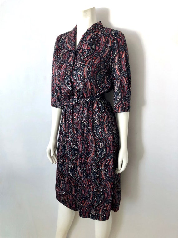 Vintage 70's Black Red Floral Dress by Anthony Ri… - image 7