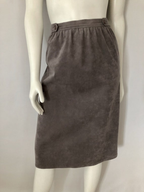 Vintage 80's Gray, Ultrasuede, A Line Skirt by No… - image 2