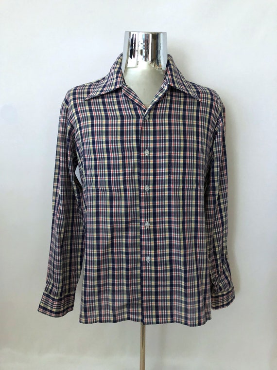 Vintage 70's Plaid Shirt Button Down Long Sleeve by JC - Etsy