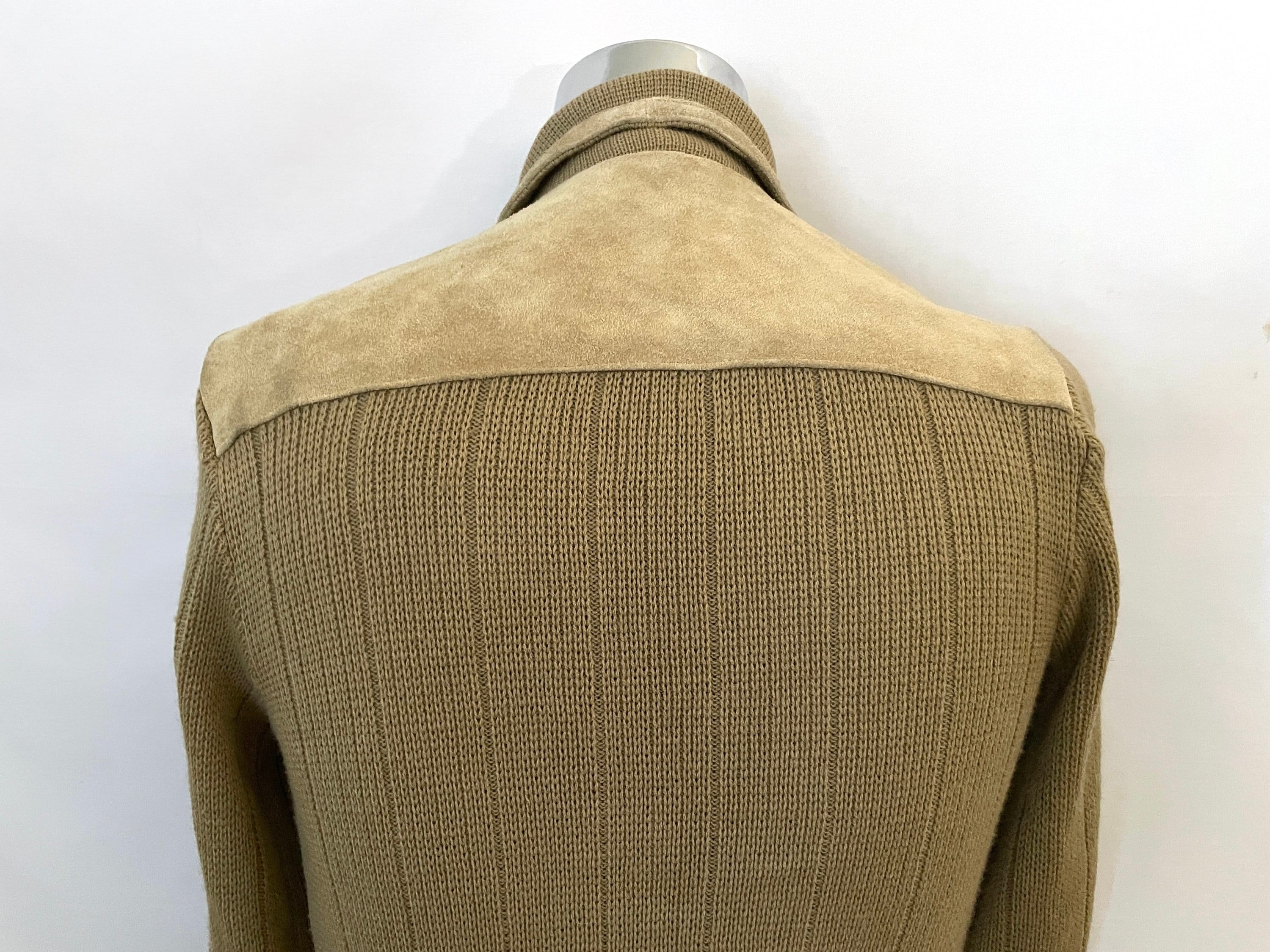 Vintage 80's Tan Suede, Zip up Sweater-jacket by Mervyn's (S