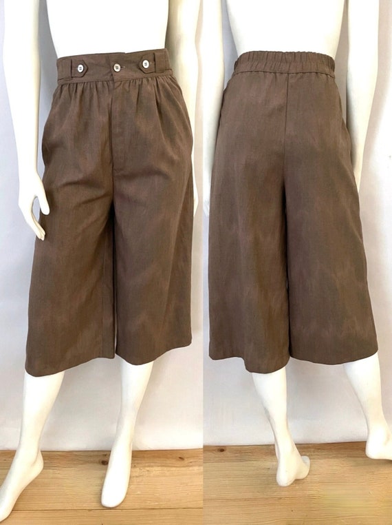 Vintage 70's/80's Brown, High Waisted, Cropped Pan