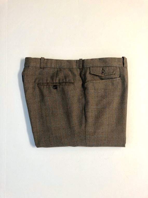 Vintage 80's Brown, Plaid, Straight Leg, Pants (W… - image 8