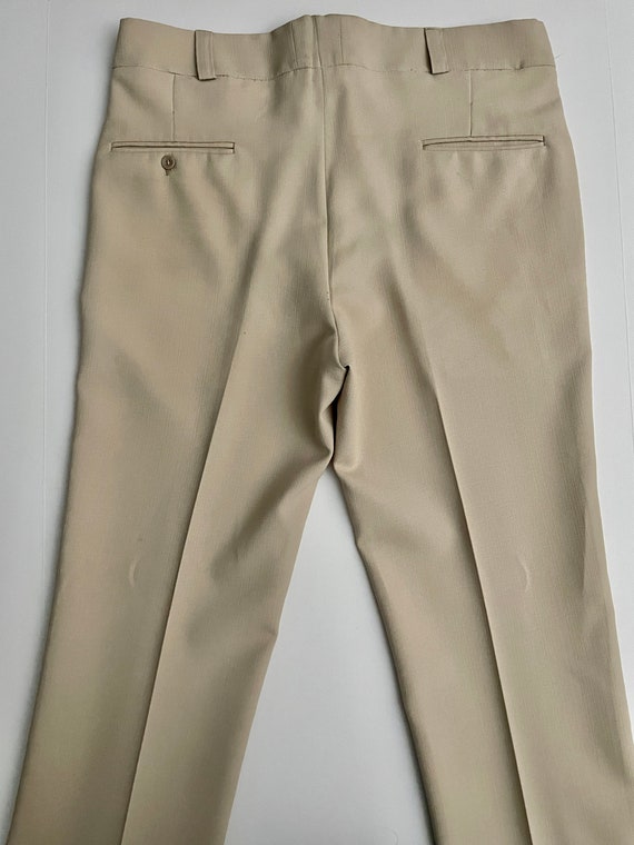 Vintage 70's Tan, Polyester, Bootcut, Pants, Long… - image 6