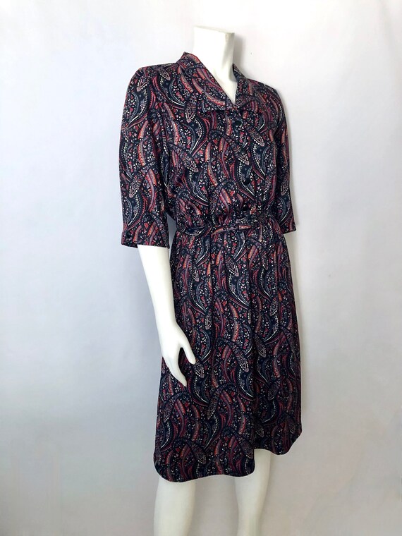 Vintage 70's Black Red Floral Dress by Anthony Ri… - image 3