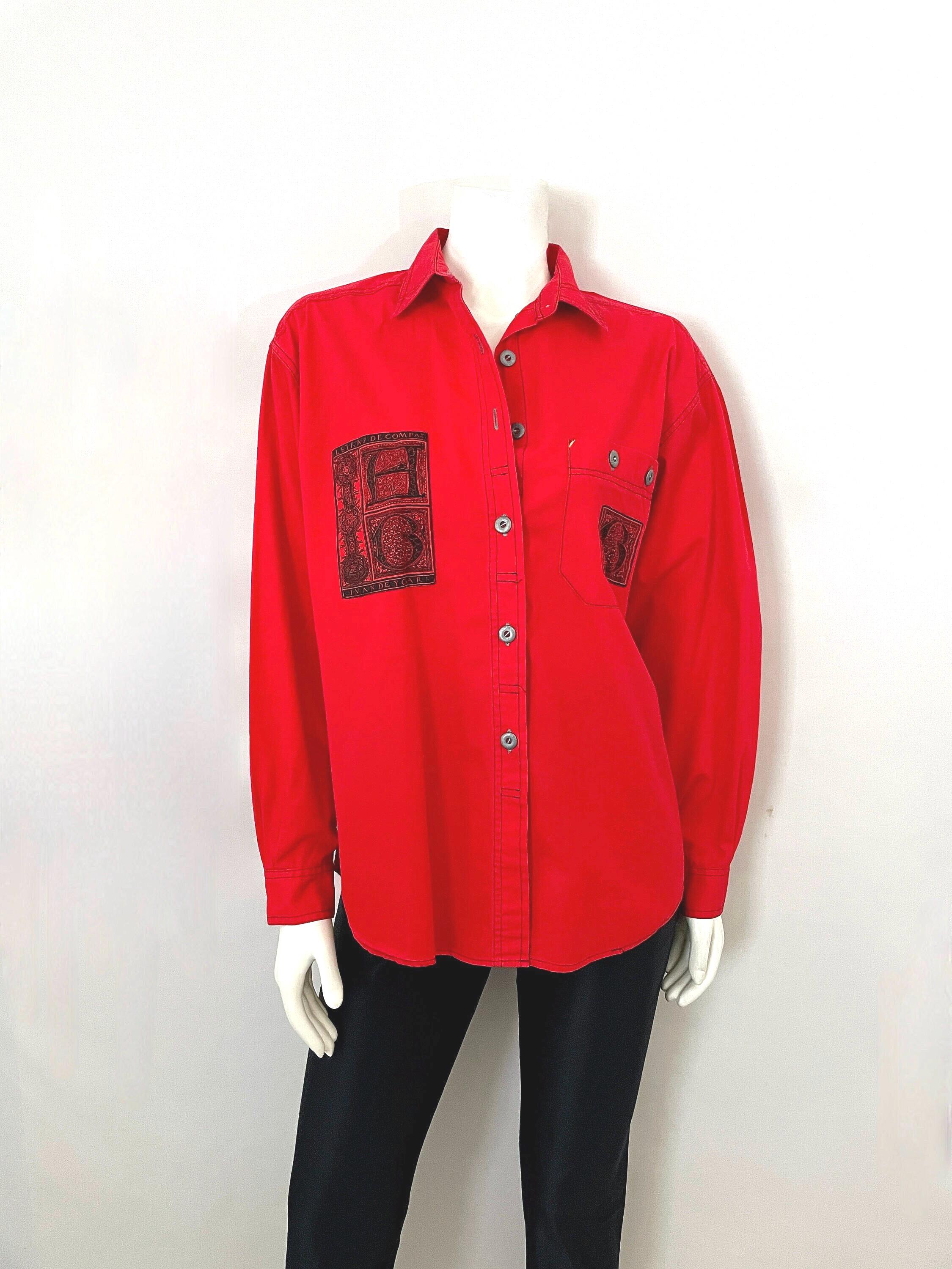 Vintage 80's Gitano, Red, Long Sleeve, Blouse (L/XL) - Etsy
