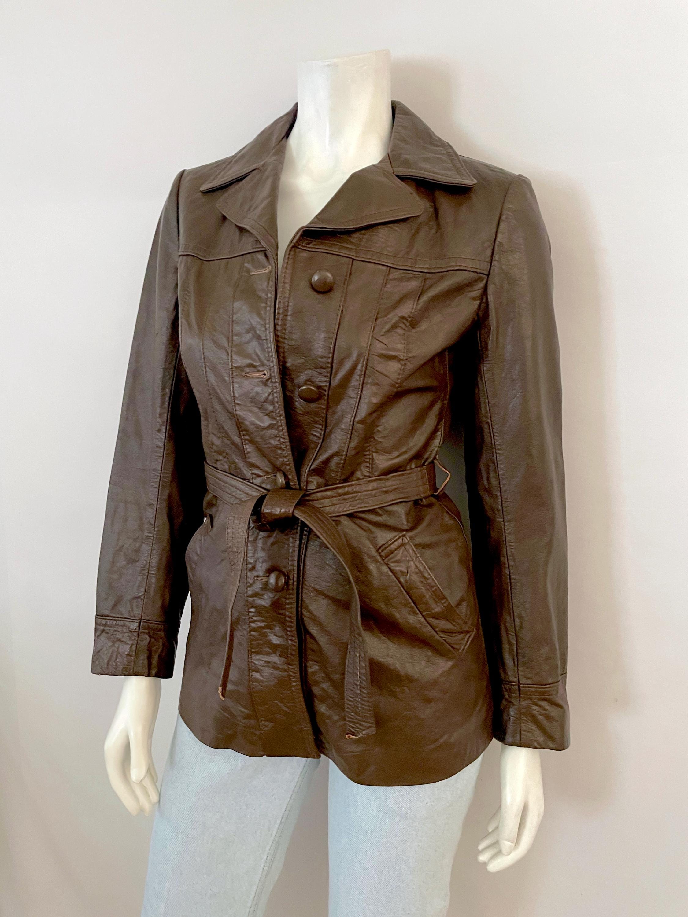 70's Brown, Button Down, Leather Jacket by Marquis (size 2) - Etsy
