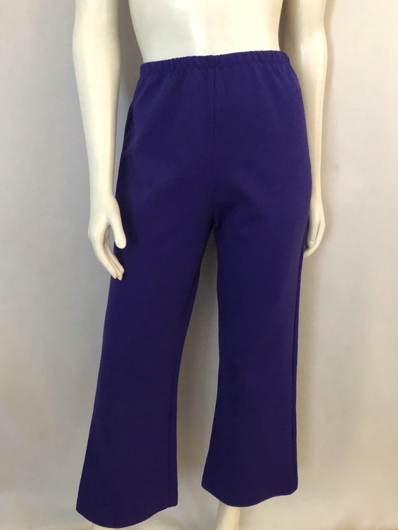 Vintage 70's Purple, High Waisted, Polyester, Fla… - image 4