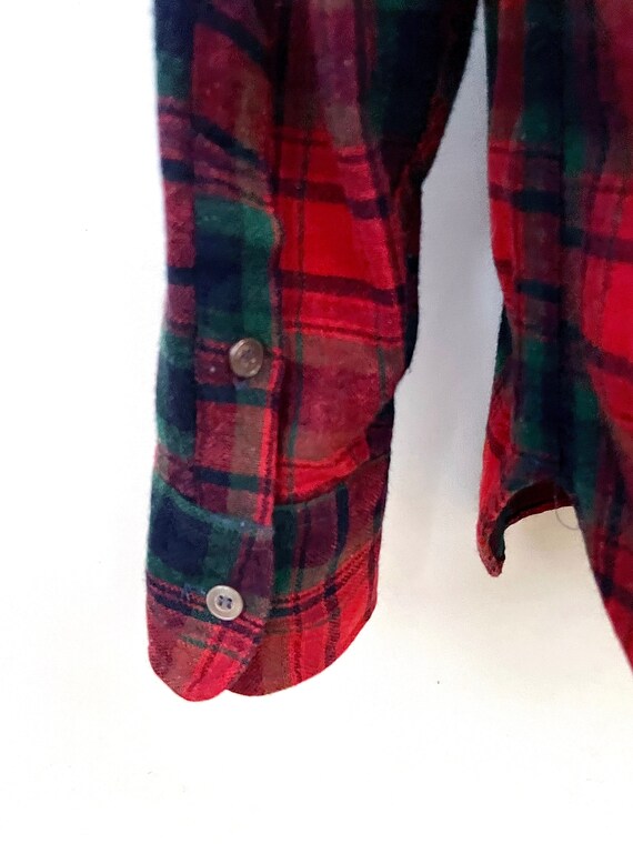 Vintage 80's Arrow, Red, Plaid, Wool, Flannel Shi… - image 7