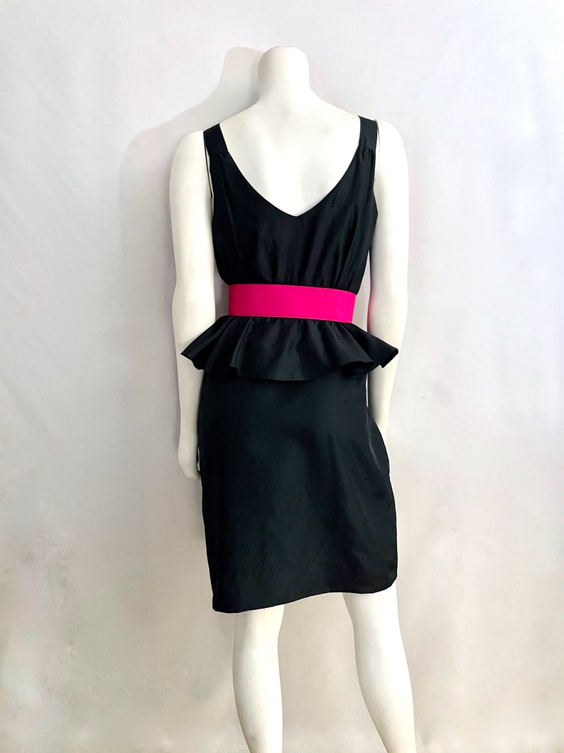 Peplum Dress Sleeveless Black M Vintage Women/'s 80/'s Coco