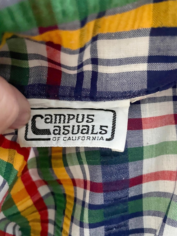 Vintage 70's Campus Casuals Rainbow Plaid Jacket … - image 5