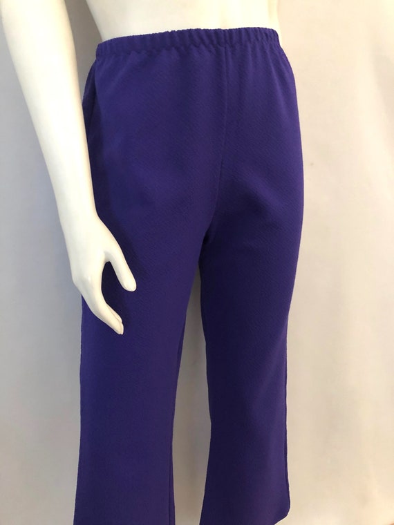 Vintage 70's Purple, High Waisted, Polyester, Fla… - image 3