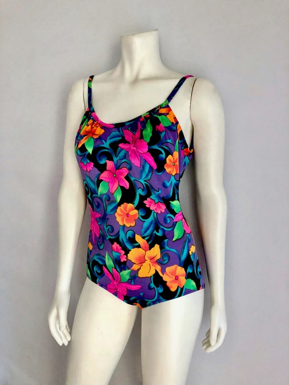 Vintage 80's Jantzen, Floral Swimsuit, One Piece … - image 8