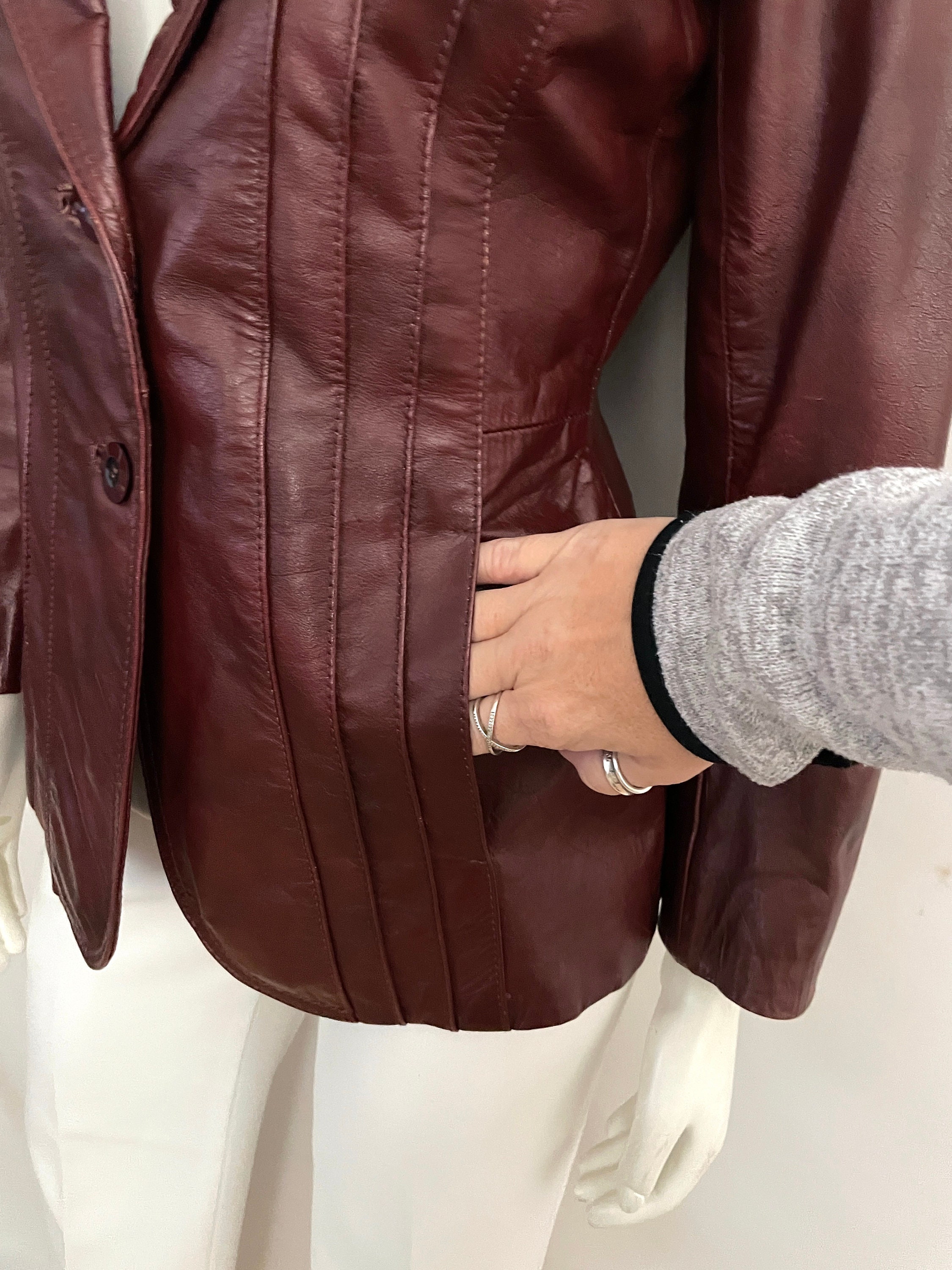 Vintage 80's Casablanca Oxblood Leather Jacket size 6 - Etsy