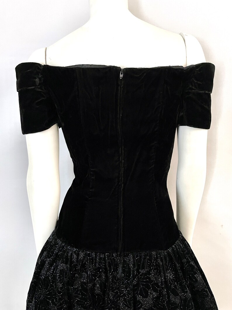 90s Black Dotted Satin Ribbon Prom Dress By  Jessica McClintock for Gunne Sax main image 0