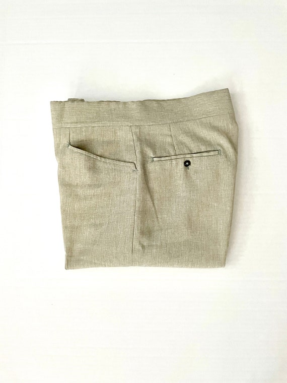 Vintage 70's Green, Straight Leg, Polyester, Pant… - image 1