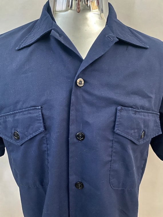 Vintage 70's Sailor Shirt, Navy Blue, Short Sleev… - image 6