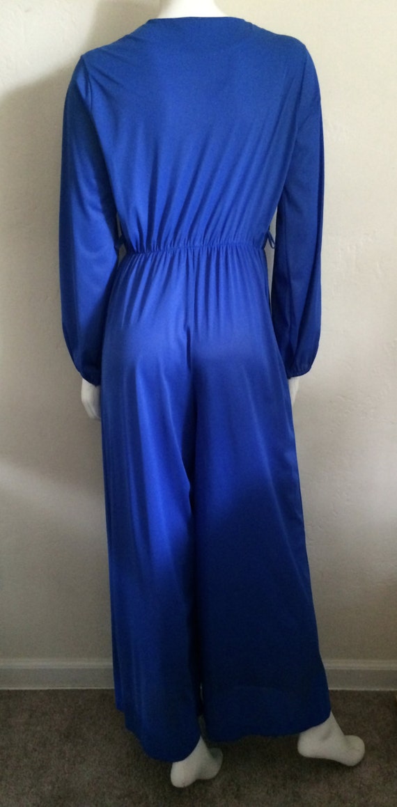 Vintage Women's 70's Disco Jumpsuit, Blue, Nylon,… - image 4