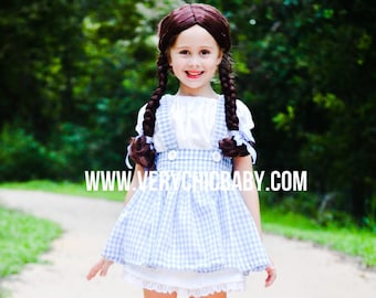 Dorothy Costume for Girls, Wizard of Oz Dress, Blue Gingham Halloween Costume