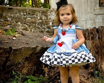 Alice in Wonderland Dress, Alice in Wonderland Costume, Alice in Wonderland Girls Dress, Alice in Wonderland Birthday Outfit, Alice Dress