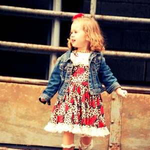 Girls Leopard Print Dress, Leopard Print and Rose Dress, Rose Dress, Leopard Print Girls Dress image 1