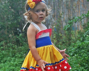 princess snow white girls dress, little girls snow white costume, snow white toddler dress