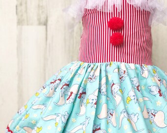 Embroidered dumbo birthday dress Dumbo party dumbo Birthday Dress Girls dumbo Dress elephant Birthday Dress carnival dress