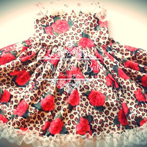 Girls Leopard Print Dress, Leopard Print and Rose Dress, Rose Dress, Leopard Print Girls Dress image 2