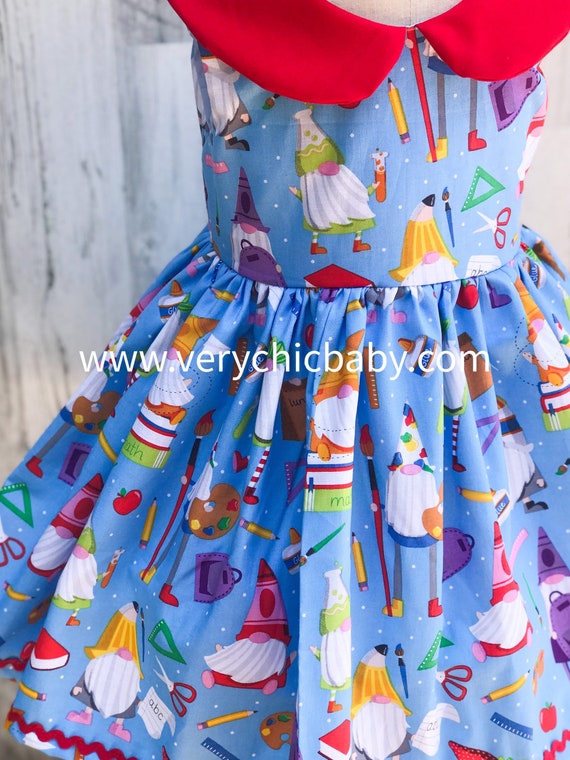 Pret a expedier l ecole robe taille 4 robe premier jour a l ecole robe Prek robe de retour a l ecole filles taille 4 robe prescolaire Etsy France