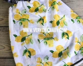 Vestido estampado de limones para niña, con ribete de cinta negra, estilo años 60