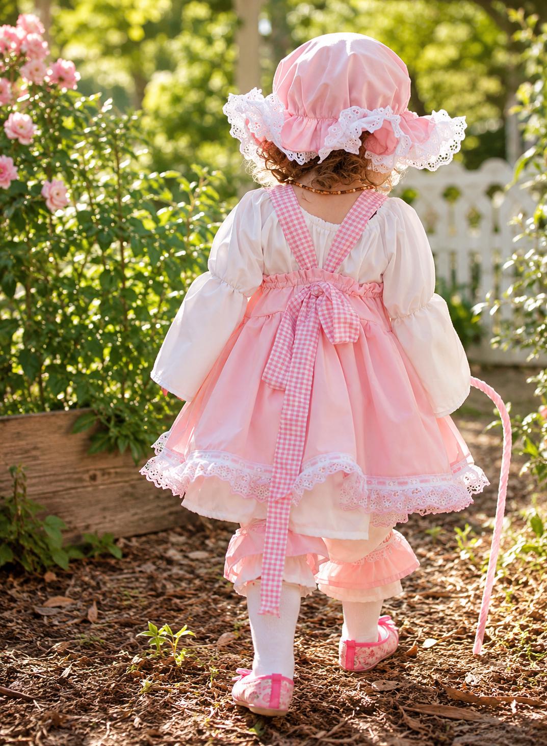 Little Bo Peep Inspired Costume, Boutique Apron Dress, Lace Pantaloons