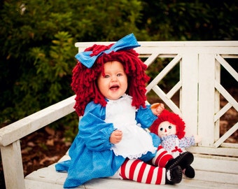 Adorable Custom Raggedy Ann Doll Baby Ragdoll Costume Dress & Bow Dress Up Pageant Halloween