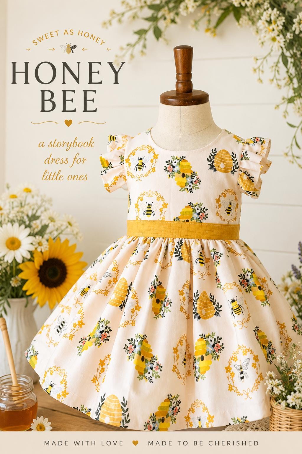 Honey Bee Dress for Girls | Bee Birthday Dress | Wildflower Dress